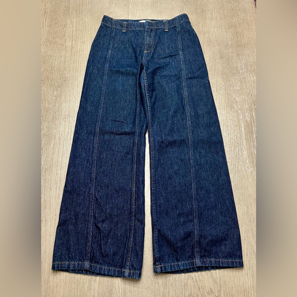 Zara Dark Blue Wide Leg Flare Jeans